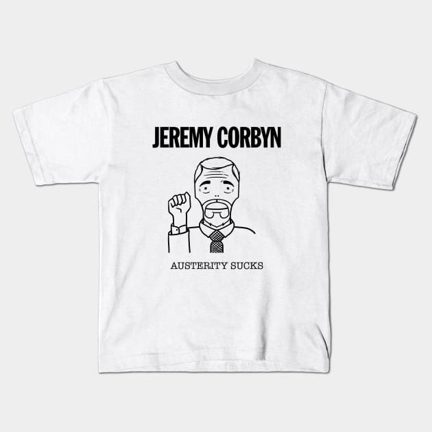 Jeremy Corbyn Austerity Sucks Kids T-Shirt by dumbshirts